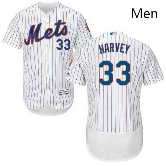 Mens Majestic New York Mets 33 Matt Harvey White Home Flex Base Authentic Collection MLB Jersey